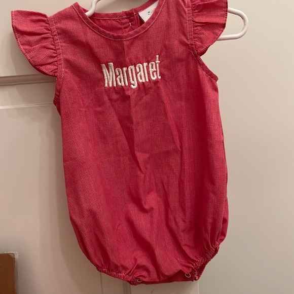 Red and white check onesie - Picture 1 of 3